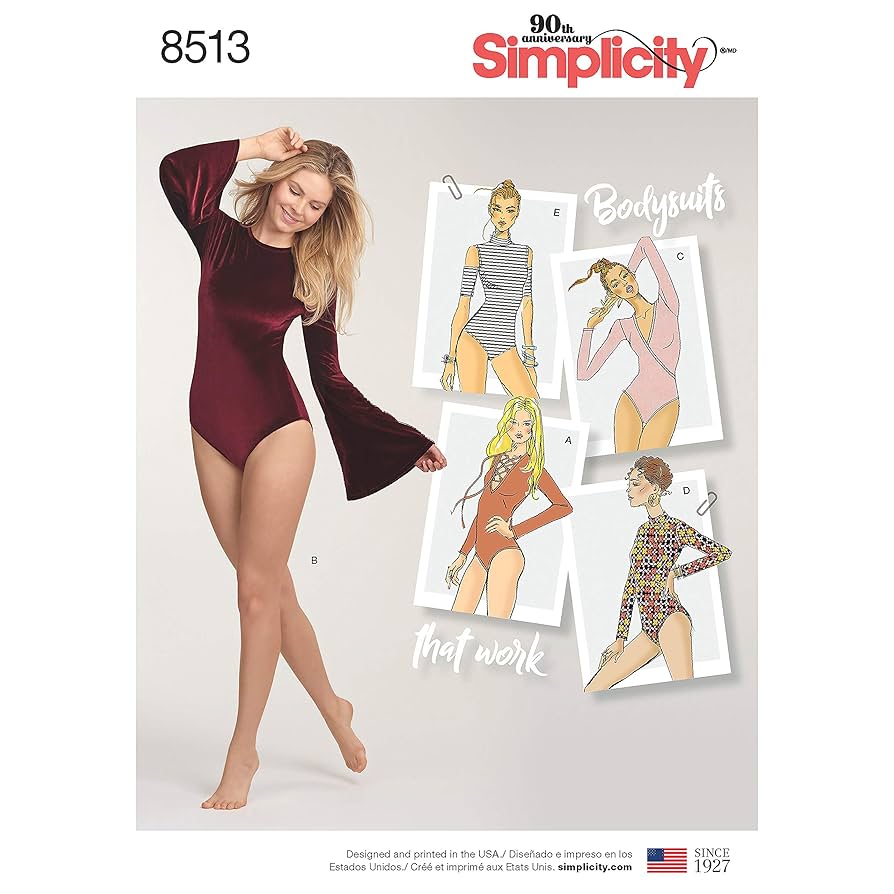 Amazon.com: Simplicity US8513A Misses' Long Sleeve Bodysuit